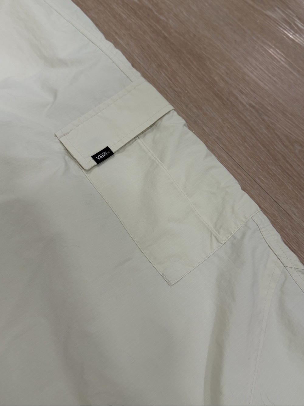 Vans Cream Riley Cargo Parachute Pants with Drawstring Waist - Picture 4 of 9